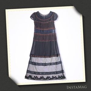 ⭐️HP⭐️ FREE PEOPLE Sheer Romance Black Lace Midi Dress